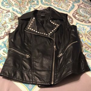 Faux leather studded vest